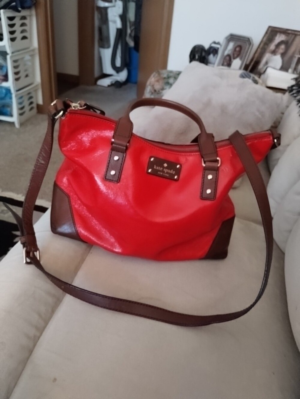 Kate Spade New York "No Monica" Red My Leather Hobo Bag.
